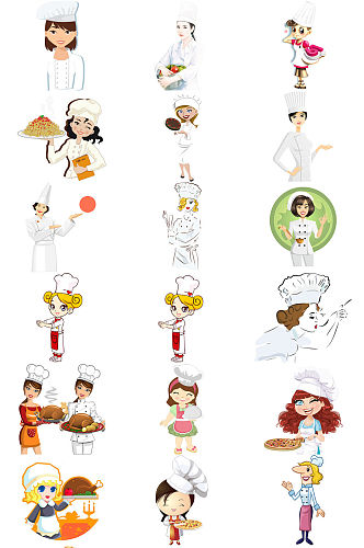 卡通美女厨师海报设计免抠透明素材