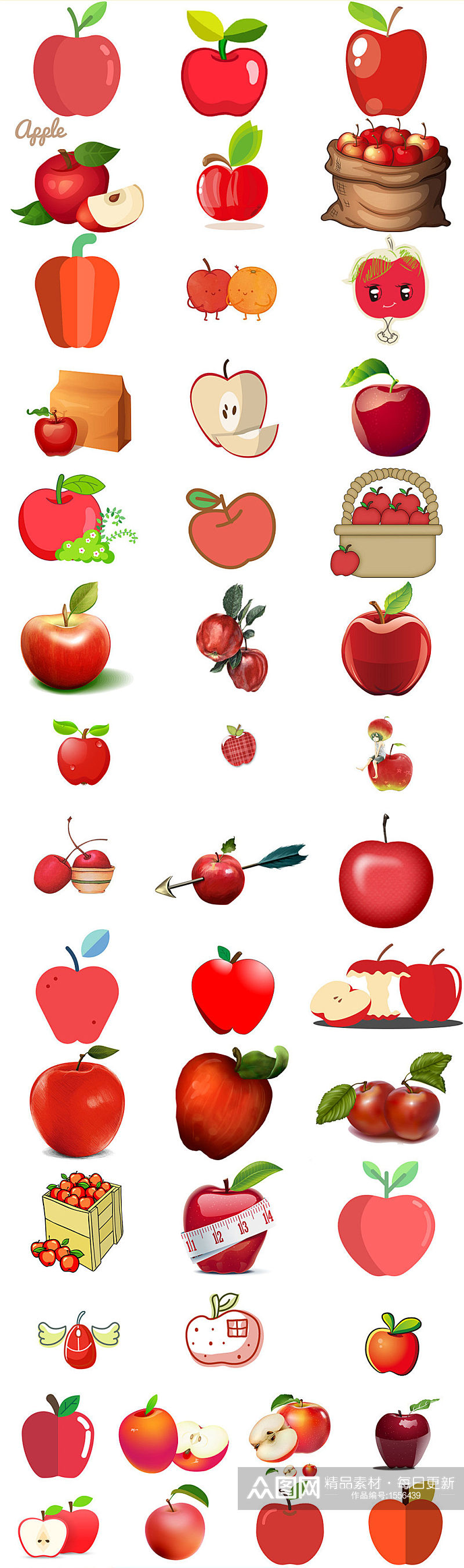 卡通红苹果免抠png透明素材素材
