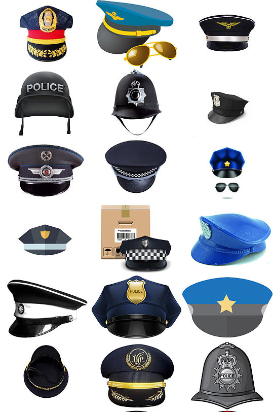 警察帽子免抠海报设计素材