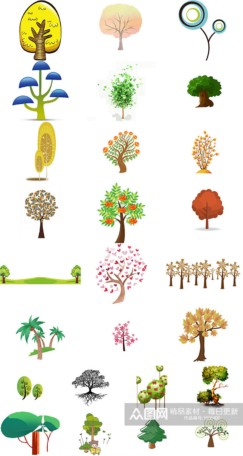 简约卡通树木免抠png设计素材素材