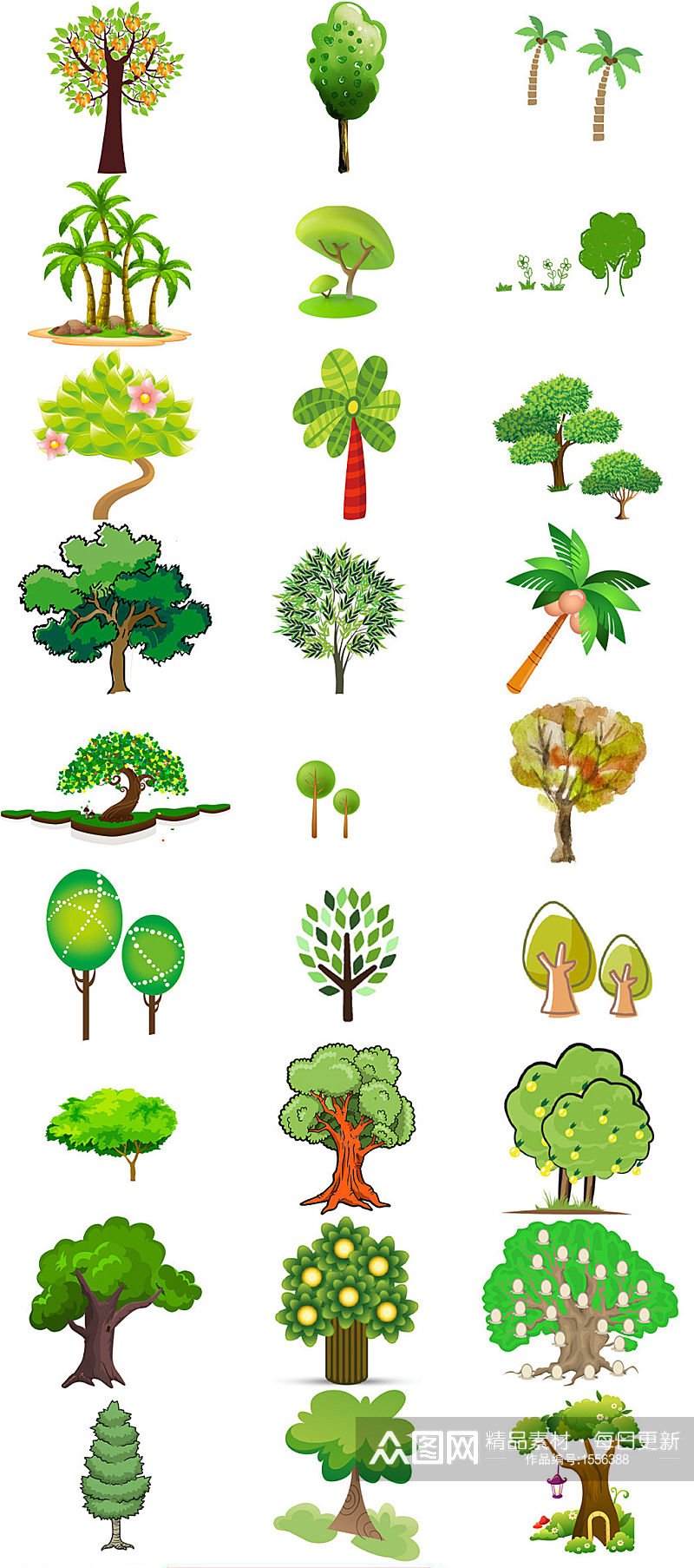 环境绿化卡通绿树图片免抠素材集合素材