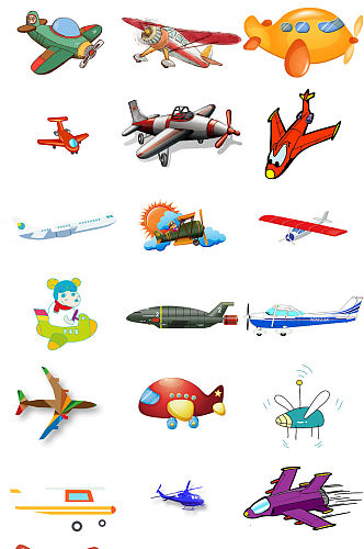 多款卡通飞机免抠png海报素材图片