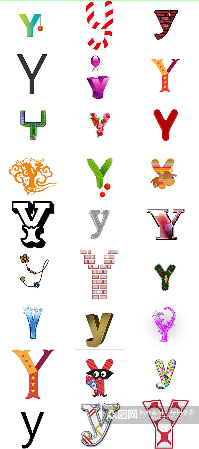 卡通英文字母Y艺术字设计素材