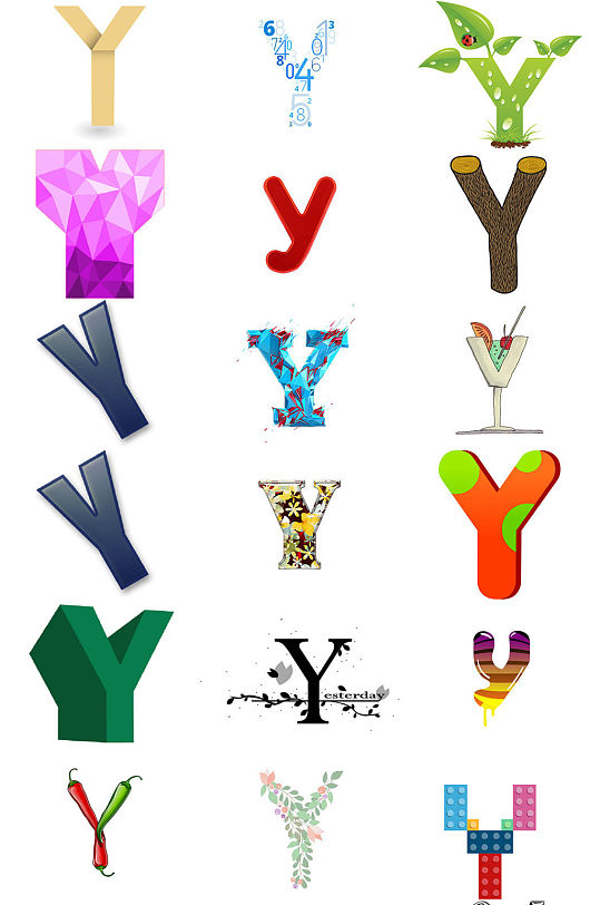 卡通英文字母y设计素材