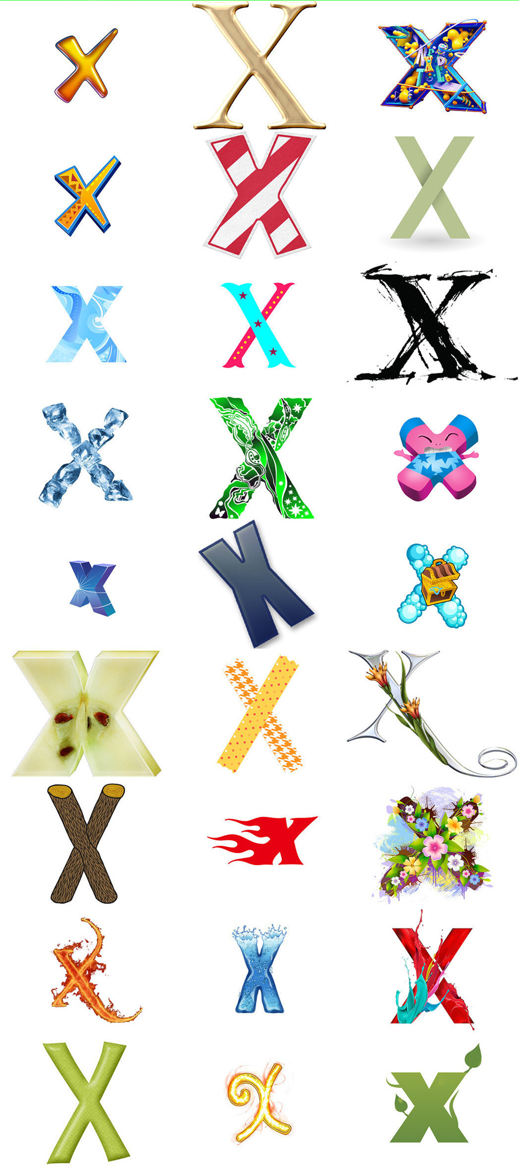 x字母花式字体图片