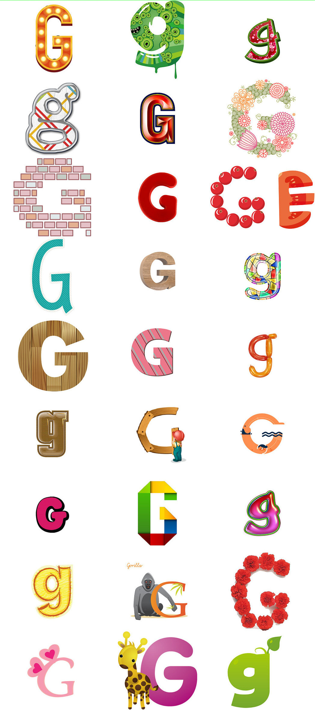卡通英文字母g设计模版素材
