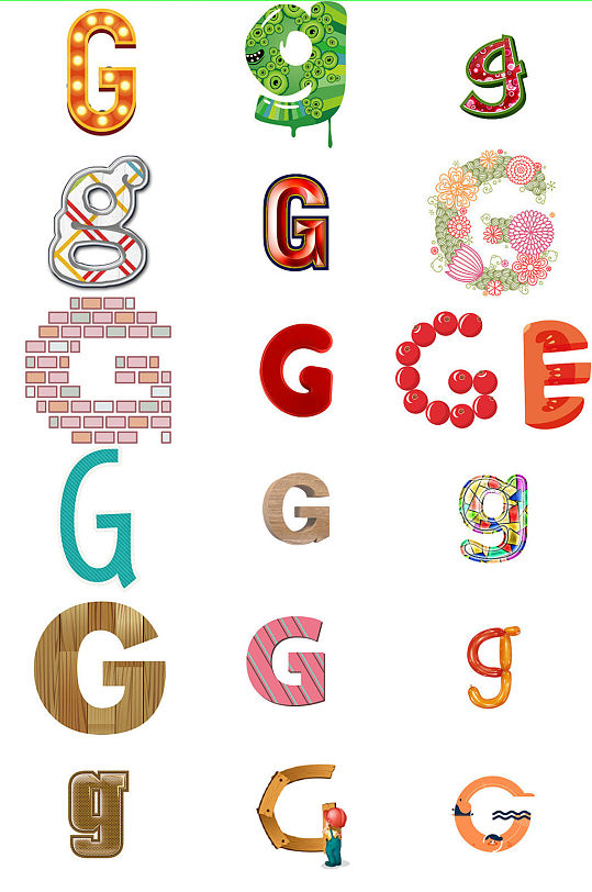 卡通英文字母G设计模版