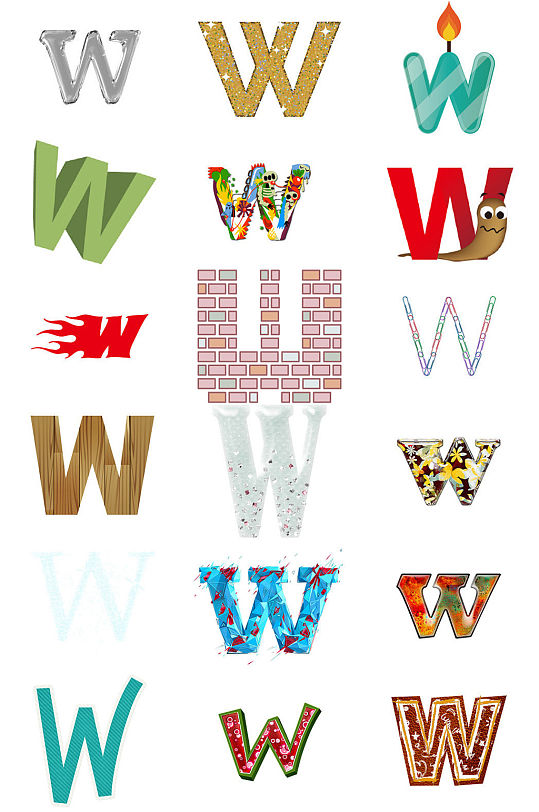 ps英文字母w艺术字体设计