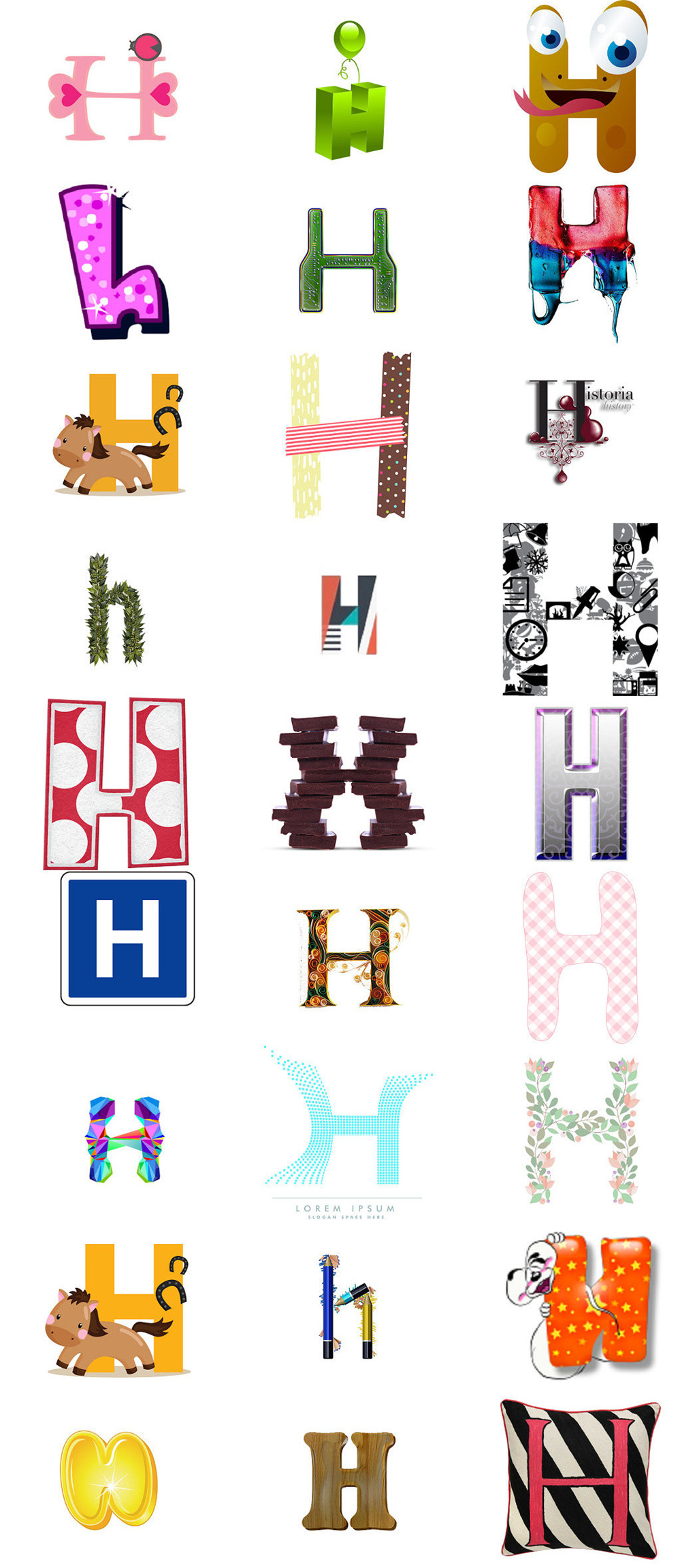 ps英文字母h艺术字体设计