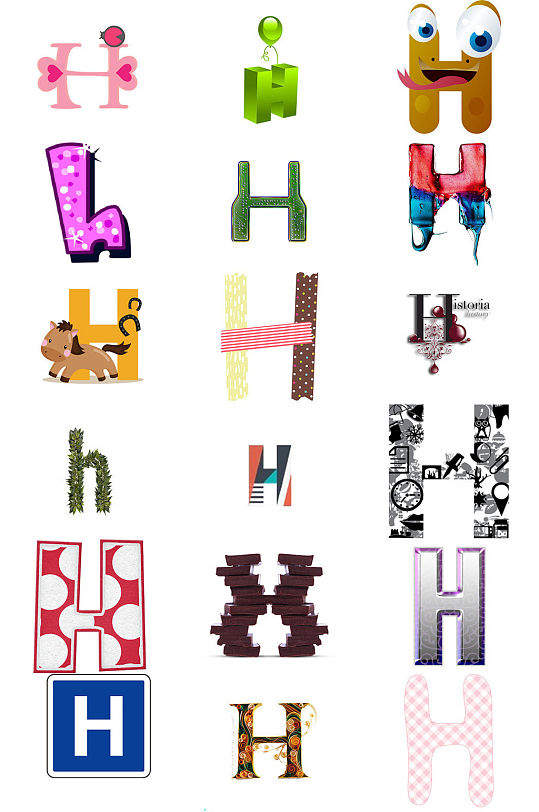 ps英文字母h艺术字体设计