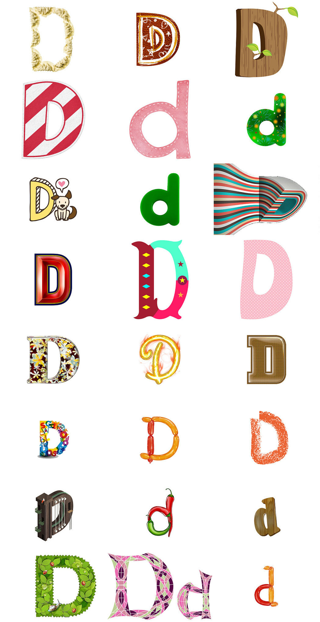 d字母艺术字体复制图片