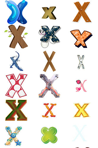 英文字母X艺术字体设计素材
