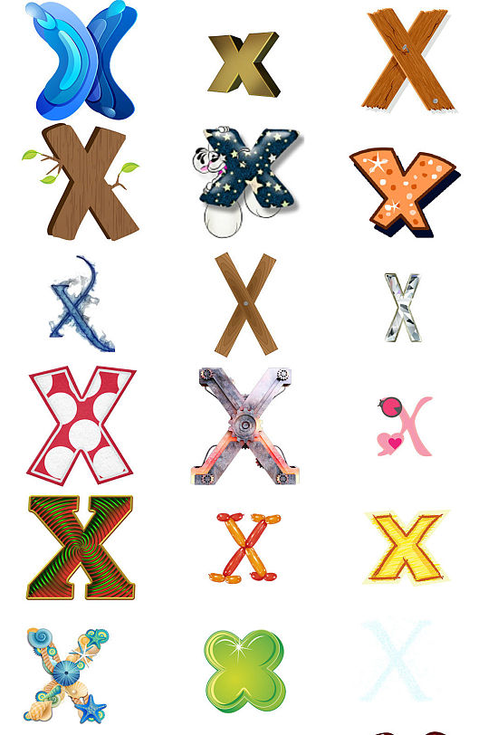 英文字母X艺术字体设计素材
