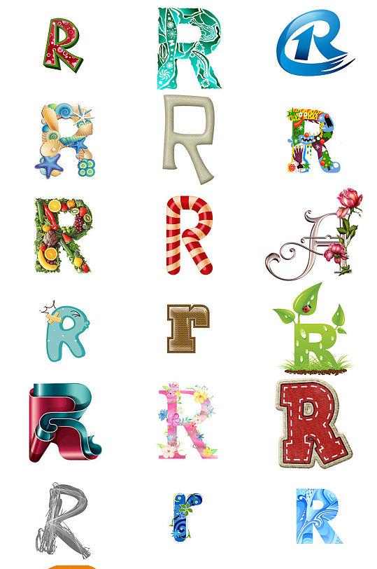 英文字母R个性造型设计素材