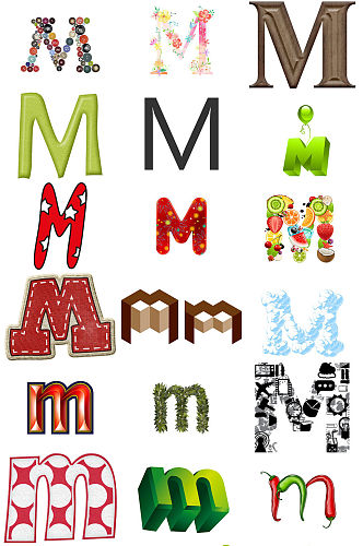 英文字母m形状字体设计模版