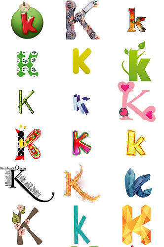英文字母K特效艺术字设计素材