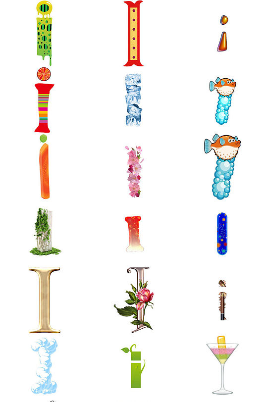 英文字母i特效艺术字设计素材