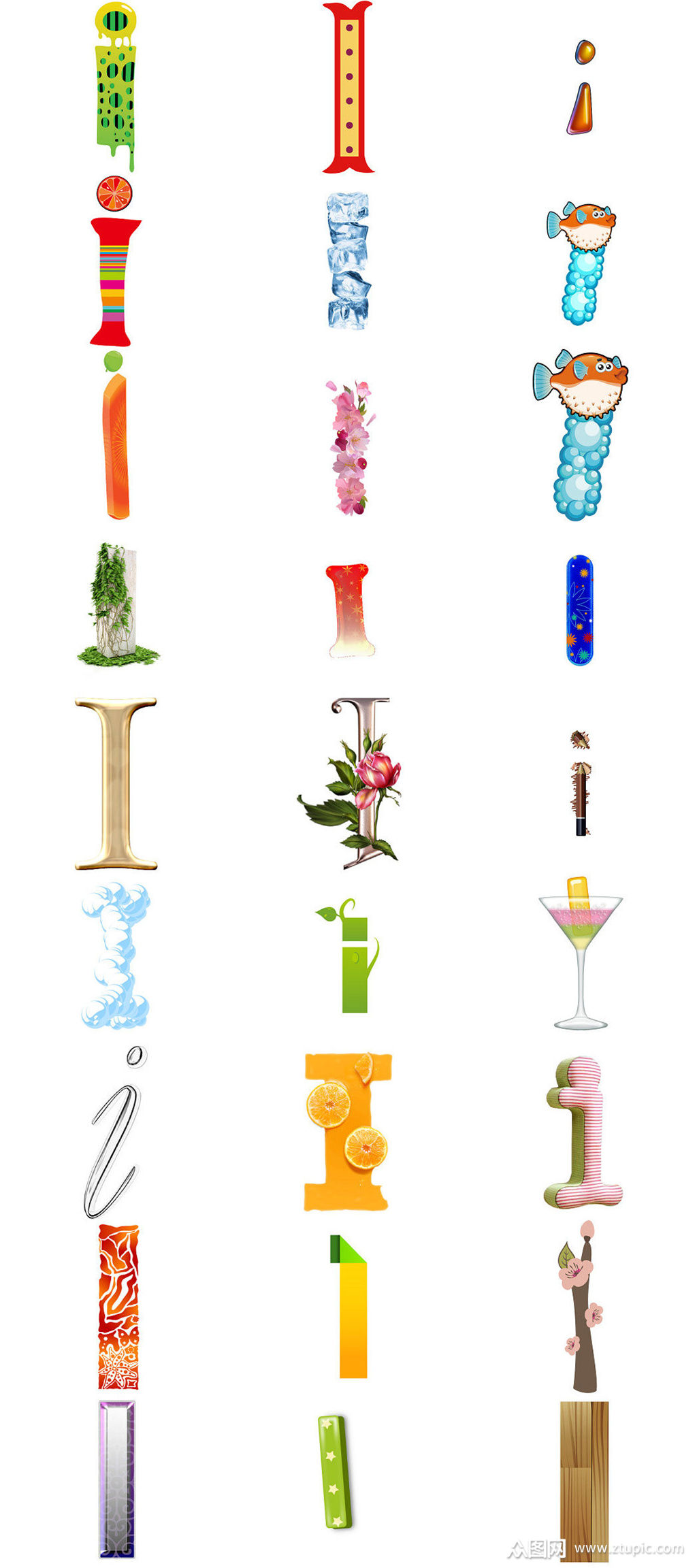 英文字母i特效艺术字设计素材