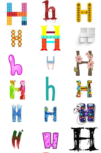 英文字母H艺术字体设计素材