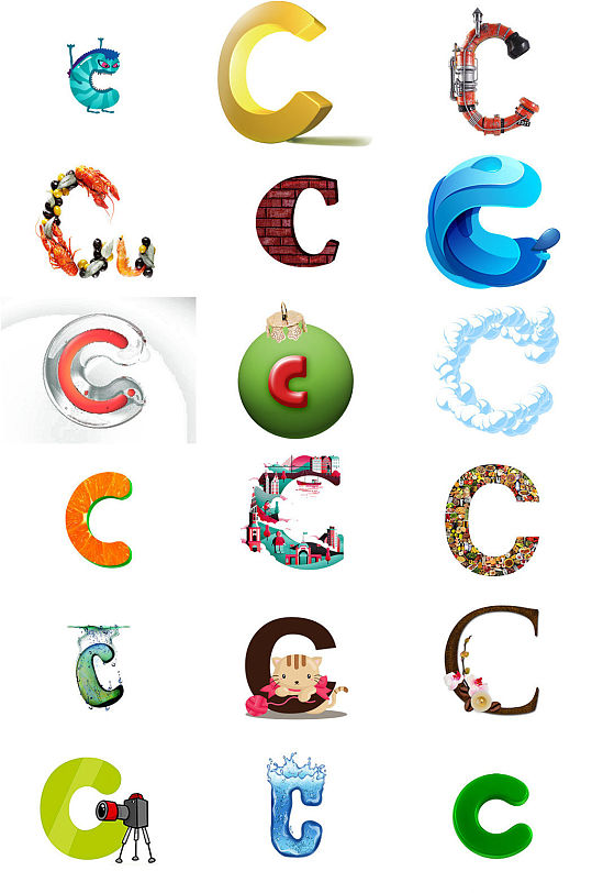 英文字母C特效艺术字设计