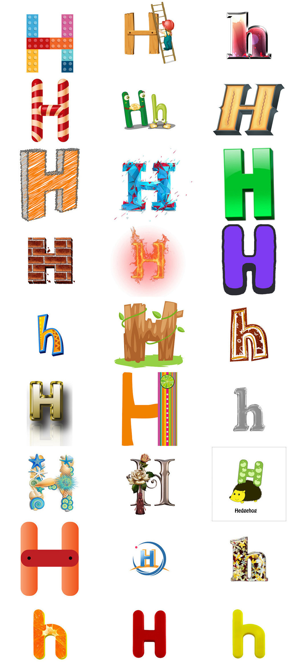 h开头的字母图片