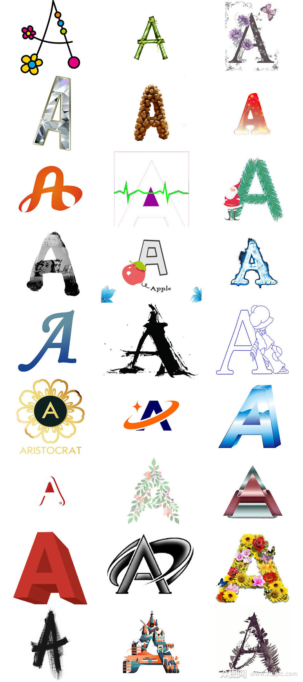 英文字母a设计模版