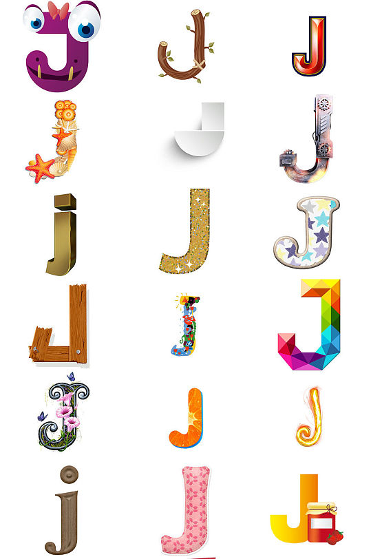 卡通字母J字体设计素材