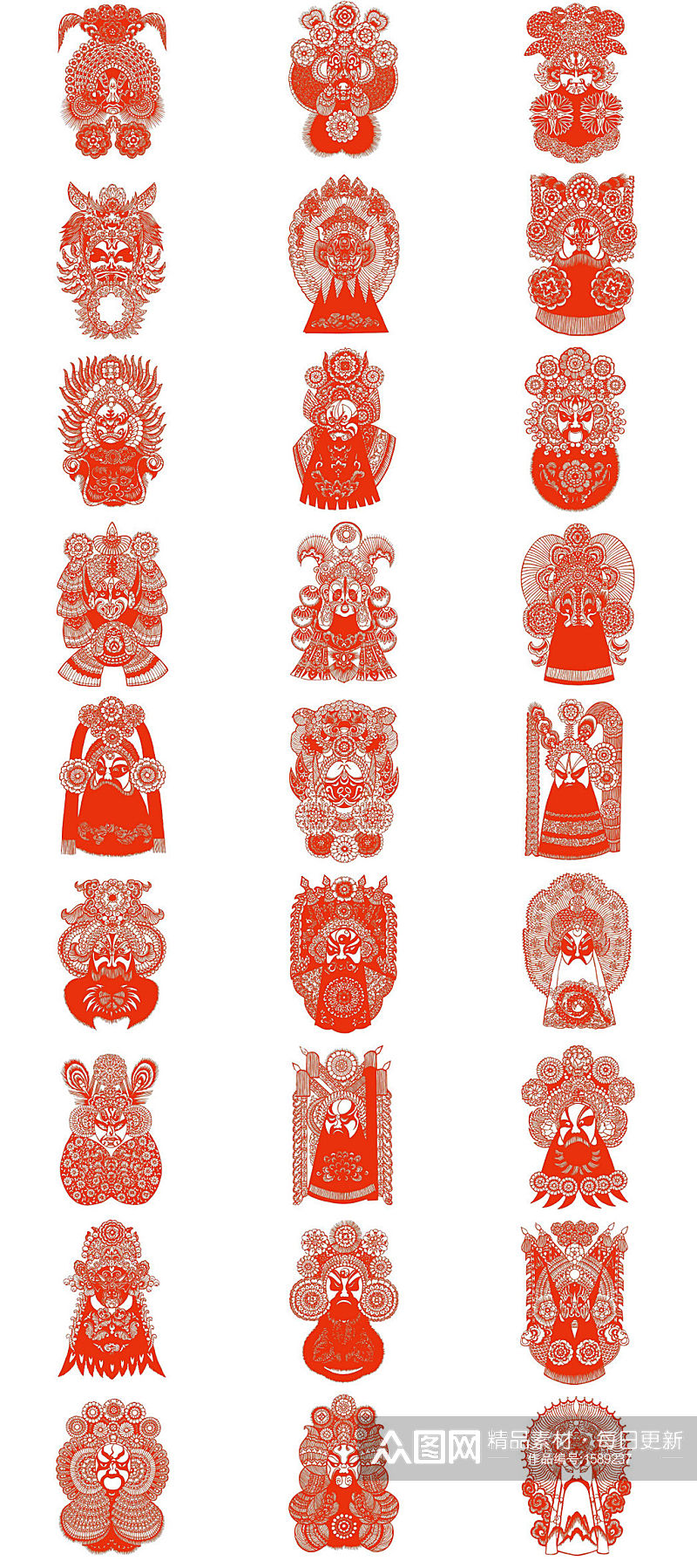中国风传统艺术京剧脸谱剪纸免抠素材素材