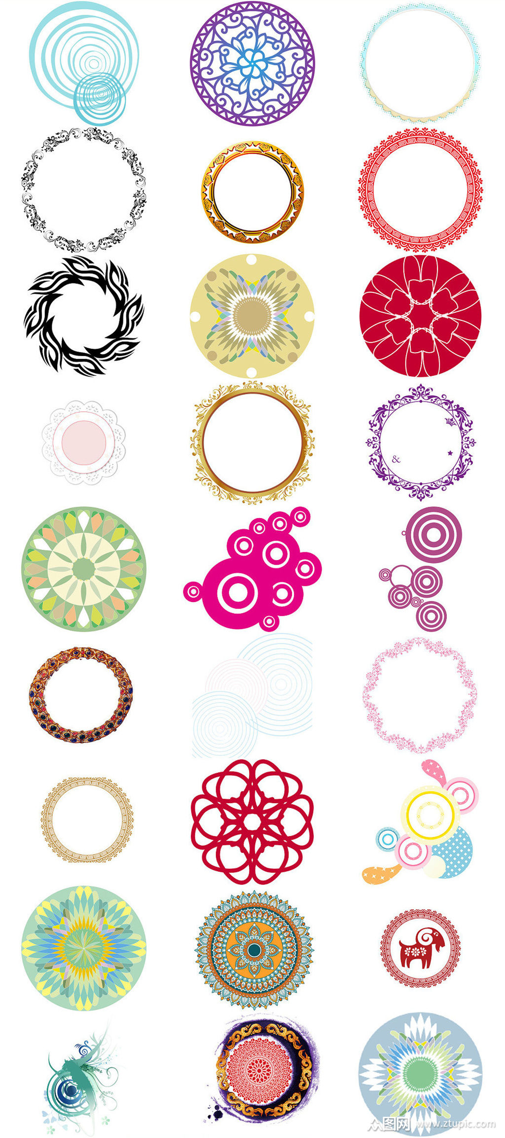 圆圈花纹边框ps免抠透明素材