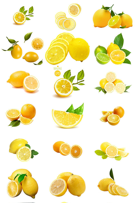 新鲜黄柠檬海报设计背景图素材