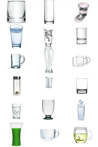 透明水杯玻璃水杯免抠图海报设计素材