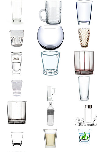透明水杯玻璃水杯ps元素素材免抠图