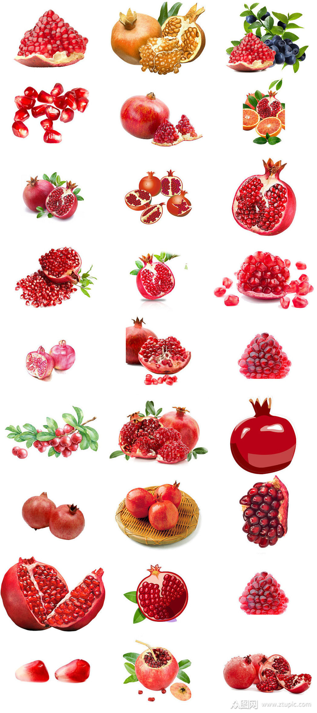 水果石榴卡通石榴ps设计元素免抠图库素材
