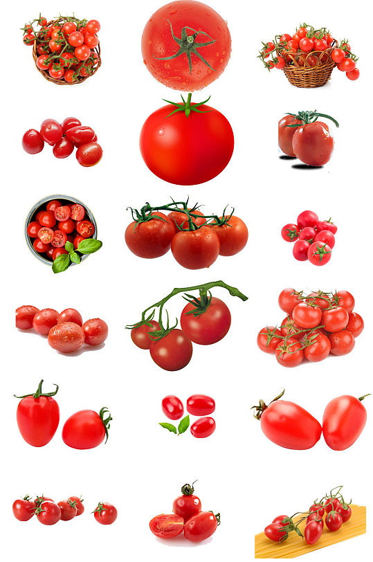 圣女果番茄水果免抠透明素材打包