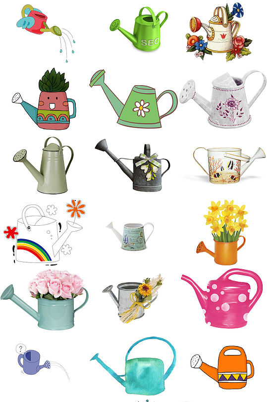 精美卡通洒水壶浇水壶ps设计素材免抠图素材