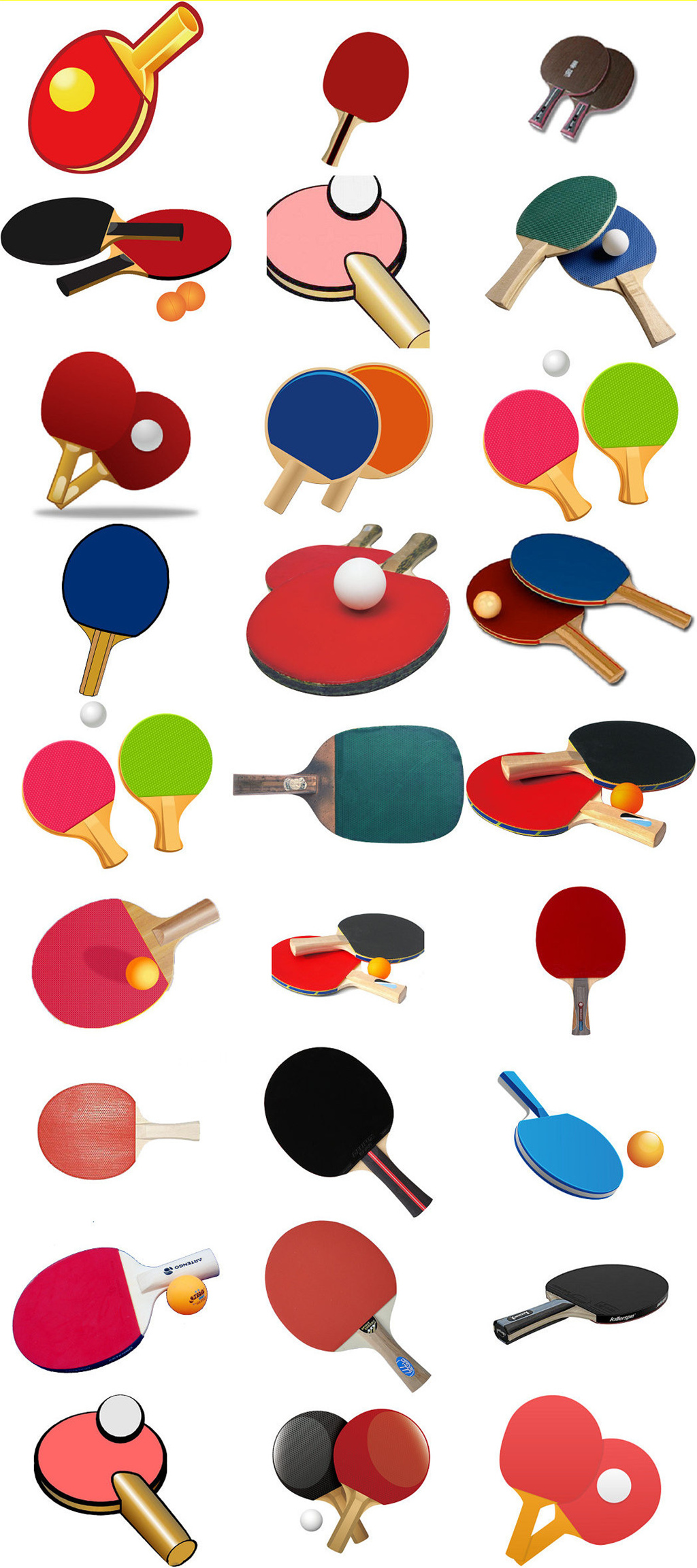 乒乓球拍简笔画涂色图片