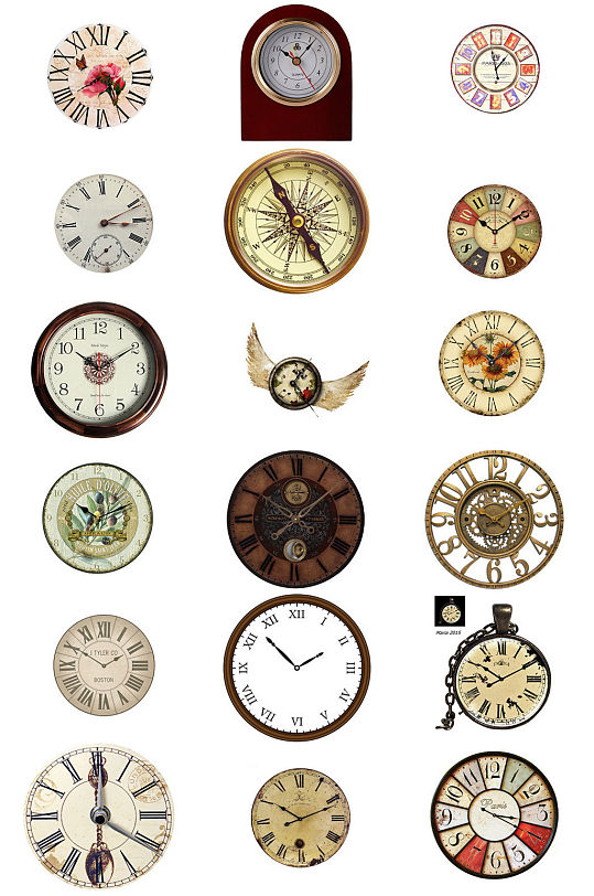 欧式复古钟欧式钟免抠海报设计素材