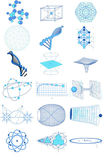 蓝色几何化学科技元素免抠素材