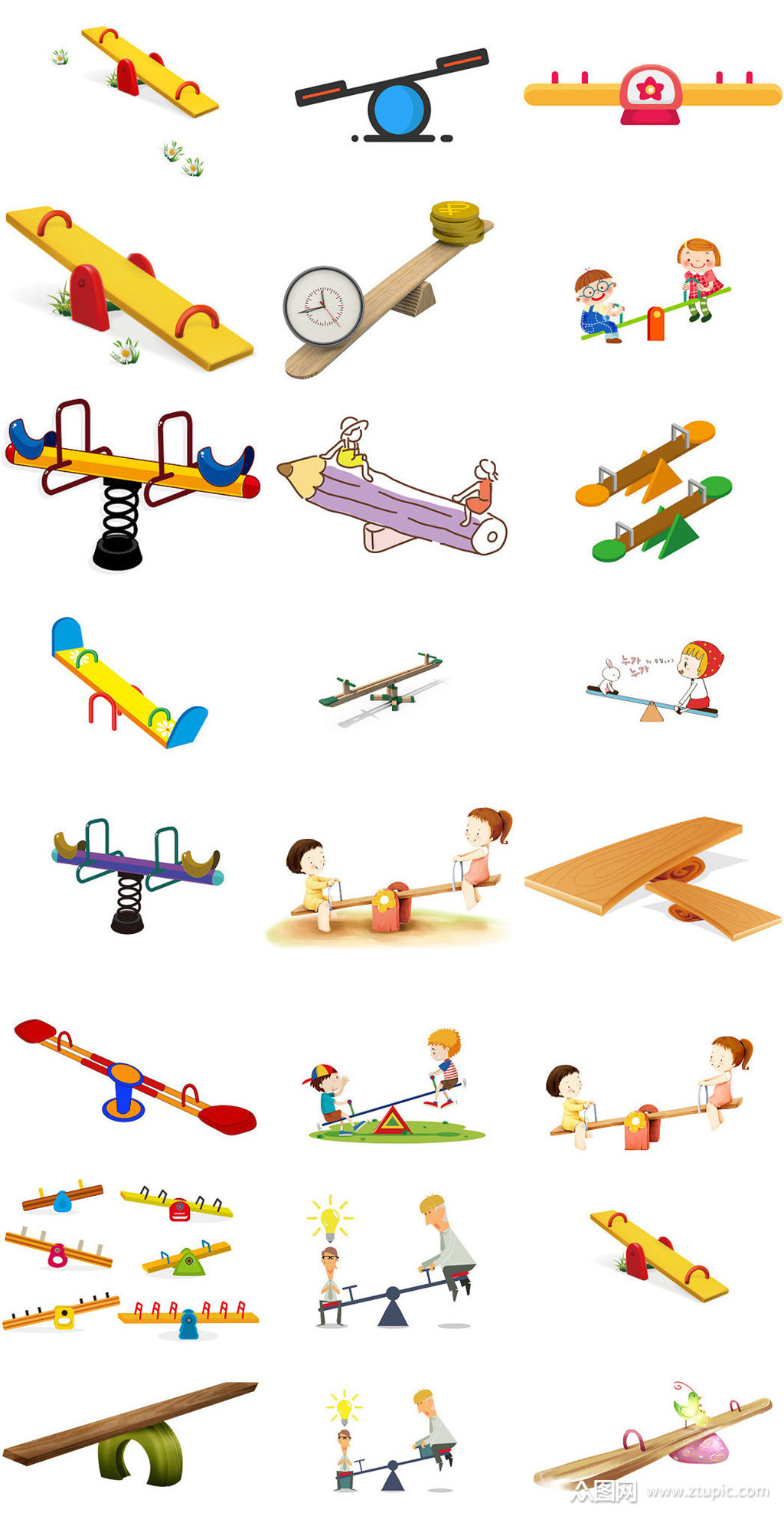 卡通跷跷板免抠海报设计素材