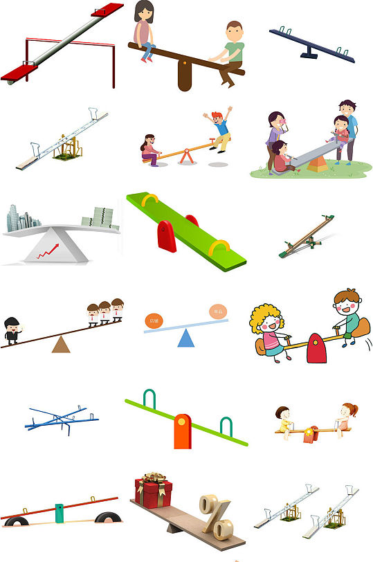 卡通跷跷板ps免抠素材