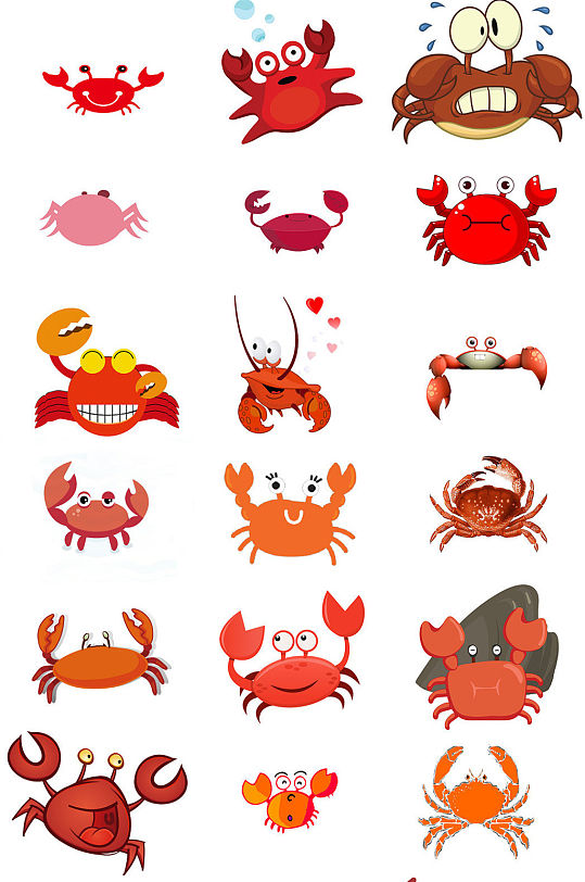 卡通螃蟹ps设计素材元素库