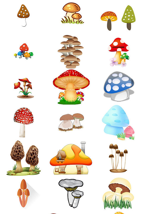 卡通蘑菇素材卡通蘑菇模板打包