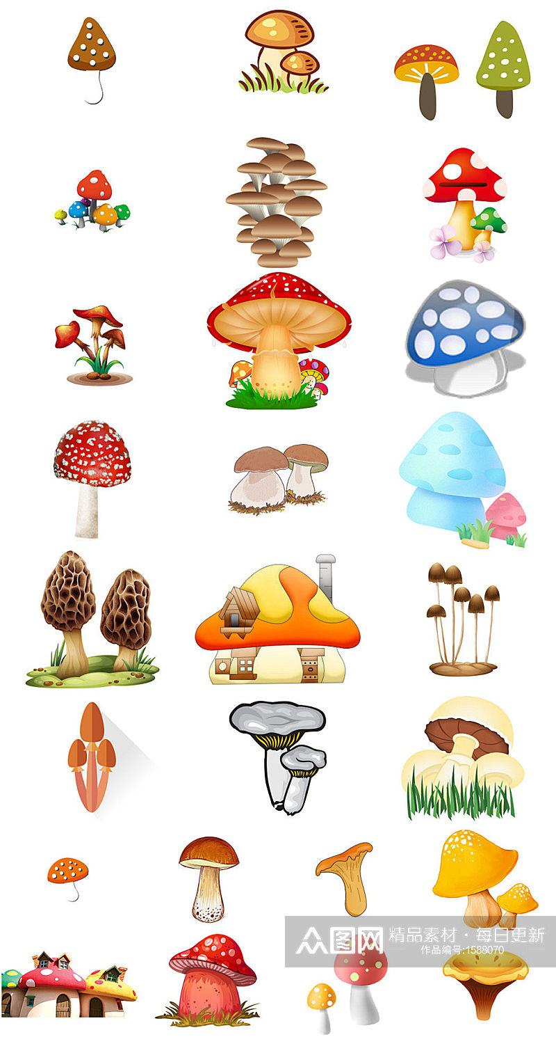 卡通蘑菇素材卡通蘑菇模板打包素材