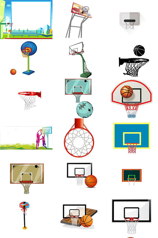 卡通篮球框免抠png素材设计