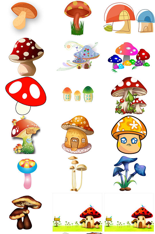 精美可爱蘑菇卡通免抠图片大全
