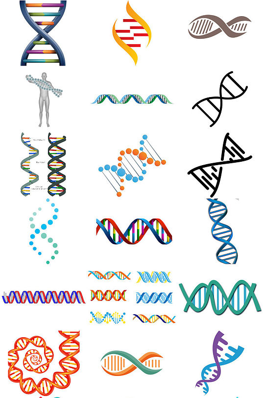 基因DNA螺旋结构透明PNG素材打包