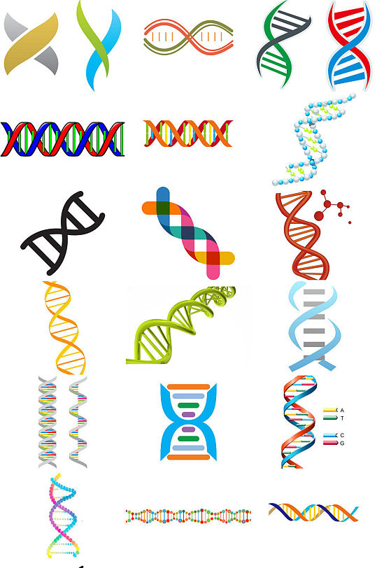 基因dna螺旋结构透明png免抠打包-众图网