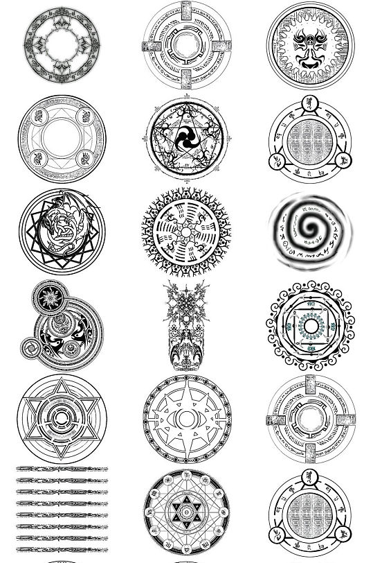 法术特效黑白魔法阵ps装饰元素