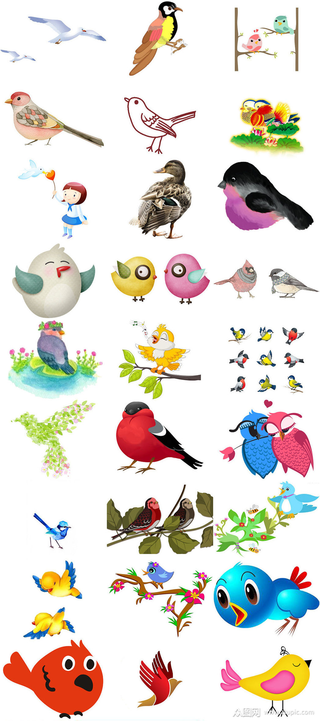 免抠可爱卡通小鸟图片系列