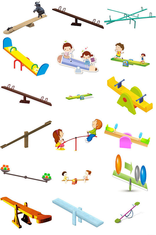 免抠卡通跷跷板png素材